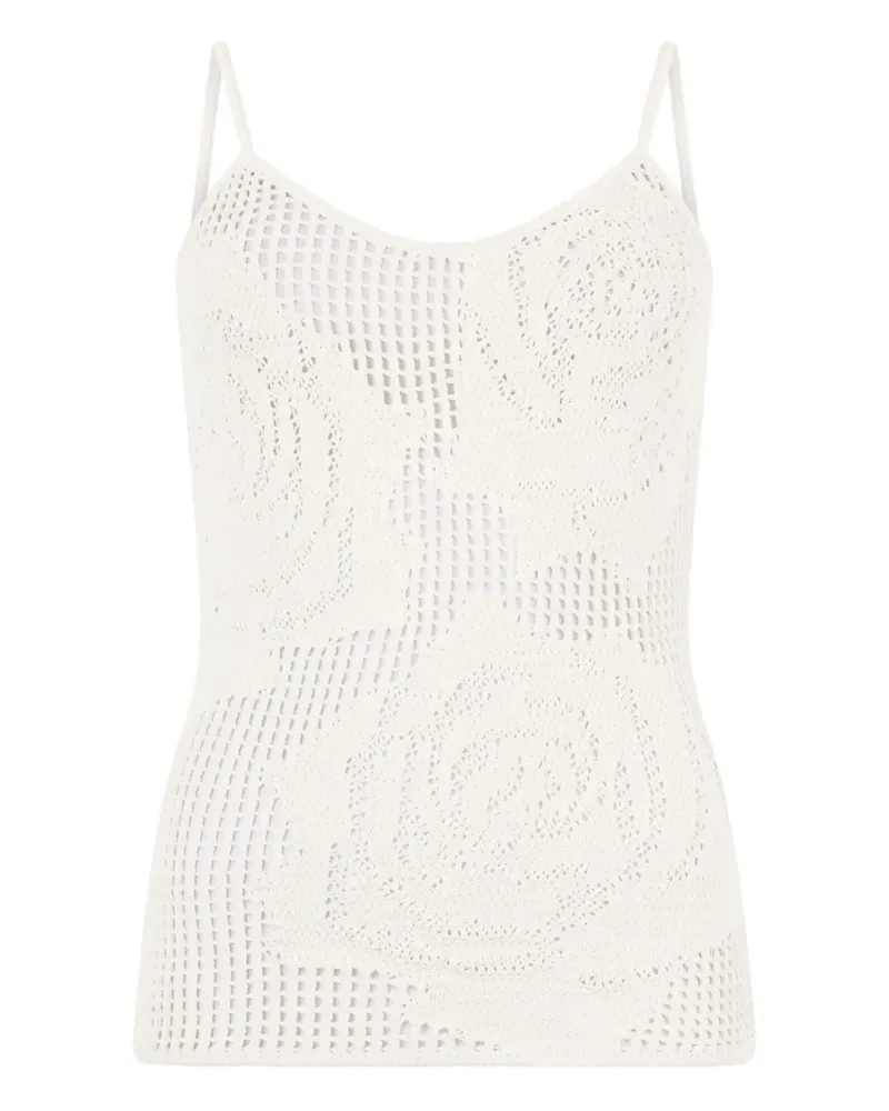 Roberto Cavalli Rose Oberteil mit Cut-Out - Weiß Weiß