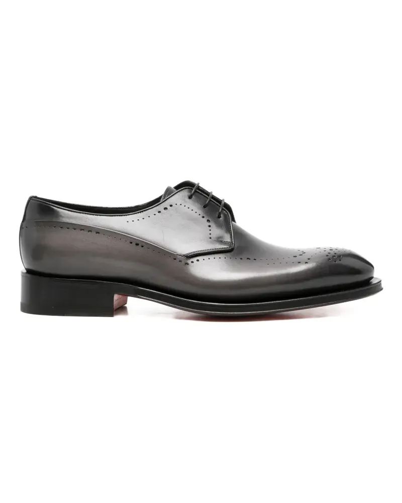 Santoni brogue-detail leather derby shoes - Grau Grau