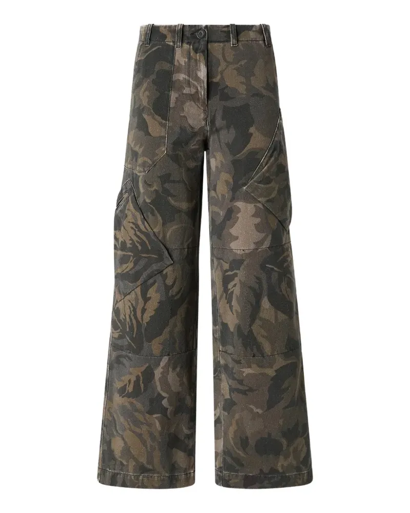 Pinko camouflage-print wide-leg cargo pants - Grün Grün