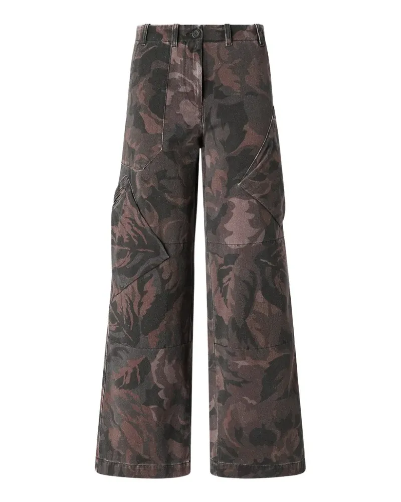 Pinko Weite Cargohose mit Print - Grün Grün