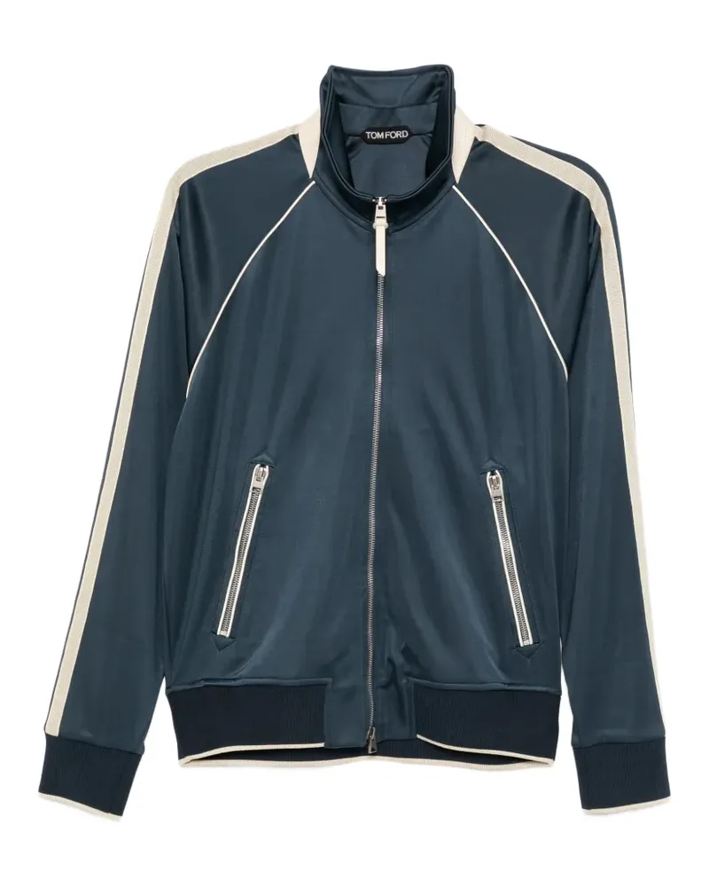 Tom Ford contrast side-strap zipped jacket - Blau Blau