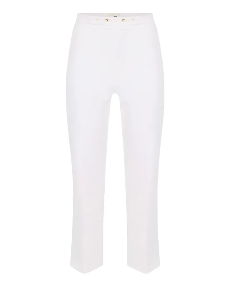 Elisabetta Franchi Ausgestellte Hose mit Logo-Schild - Weiß Weiß