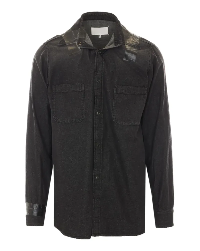 Maison Margiela Langärmeliges Hemd mit Besatzstreifen - Schwarz Schwarz