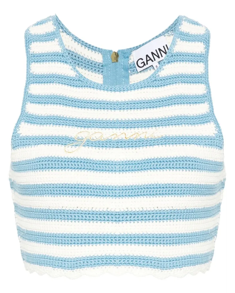 Ganni Gestreiftes Trägershirt aus Bio-Baumwolle - Blau Blau