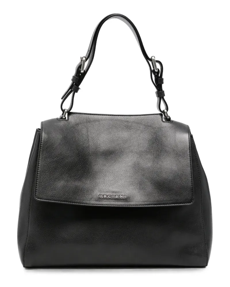 Orciani medium Sveva Soft logo-plaque foldover tote bag - Schwarz Schwarz
