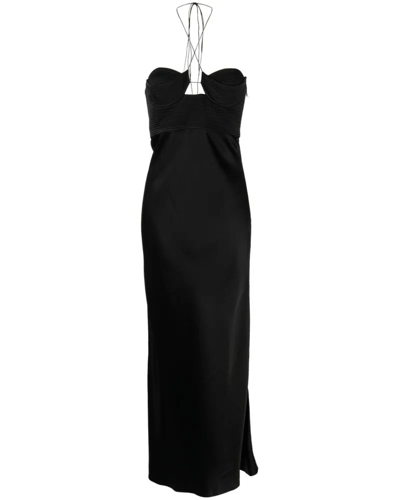 Anna October Neckholder-Abendkleid aus Satin - Schwarz Schwarz