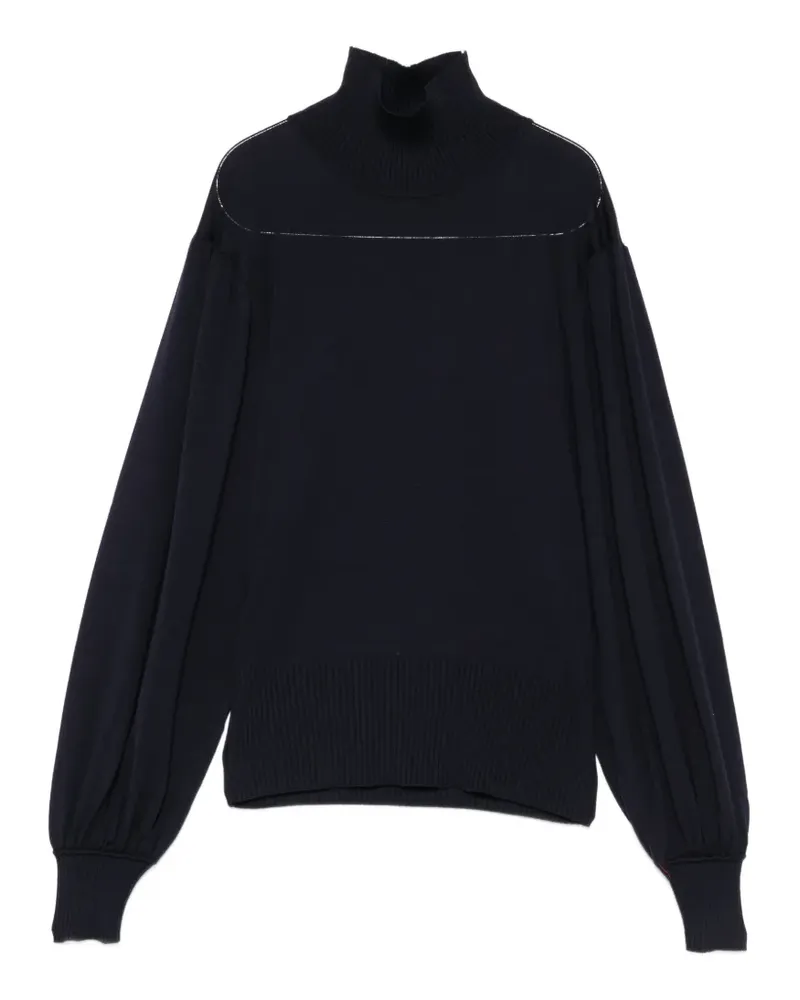 Liviana Conti puff-sleeve high-neck sweater - Blau Blau