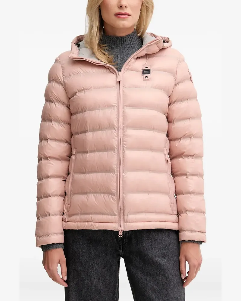 Blauer Wattierte Jacke mit Kapuzenausschnitt - Rosa Rosa