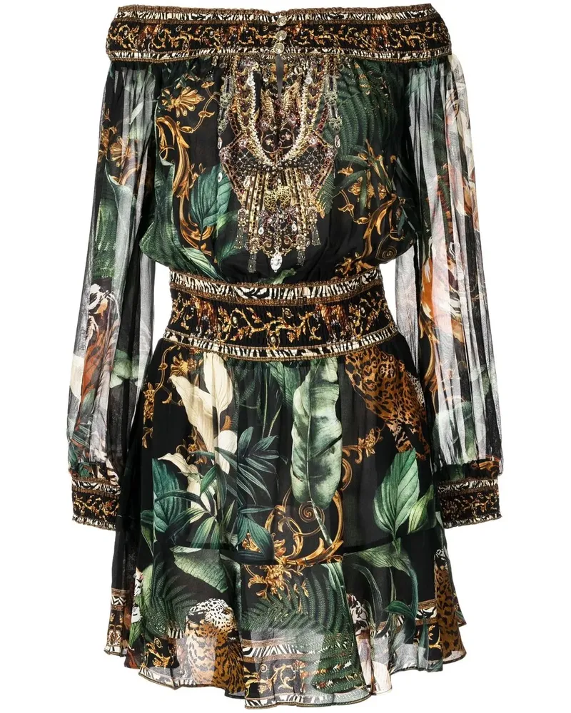 Camilla Minikleid mit "Easy Tiger"-Print - Schwarz Schwarz