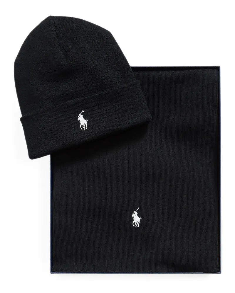 Ralph Lauren Geschenk-Set aus Beanie und Schal - Schwarz Schwarz