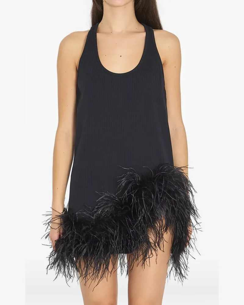 ATTICO feathers asymmetric mini dress - Schwarz Schwarz