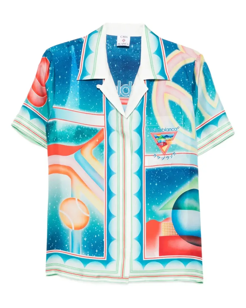 Casablanca Paris Seidenhemd mit Print - Blau Blau
