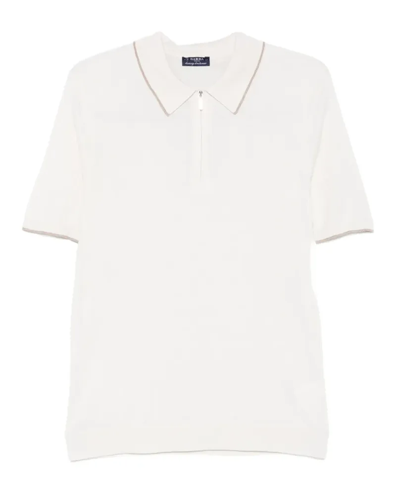 BARBA ribbed contrast-trim polo shirt - Nude Nude