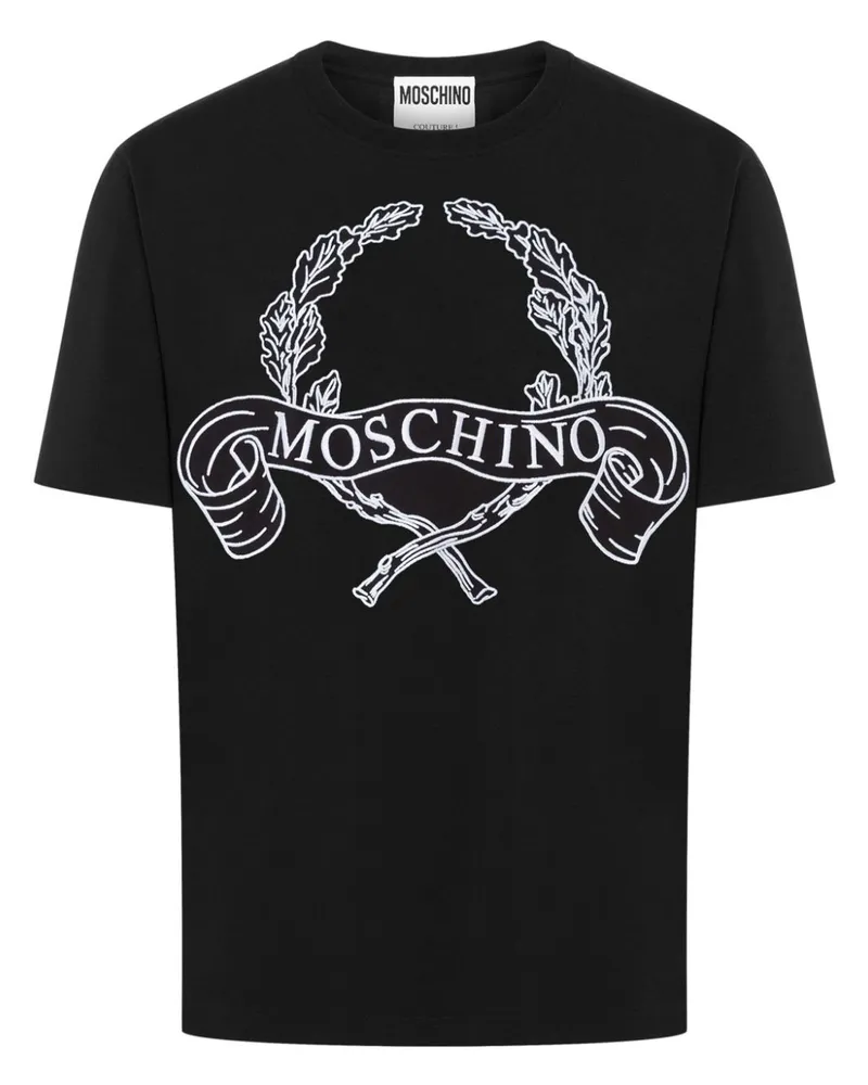 Moschino T-Shirt mit Laurel-Print - Schwarz Schwarz