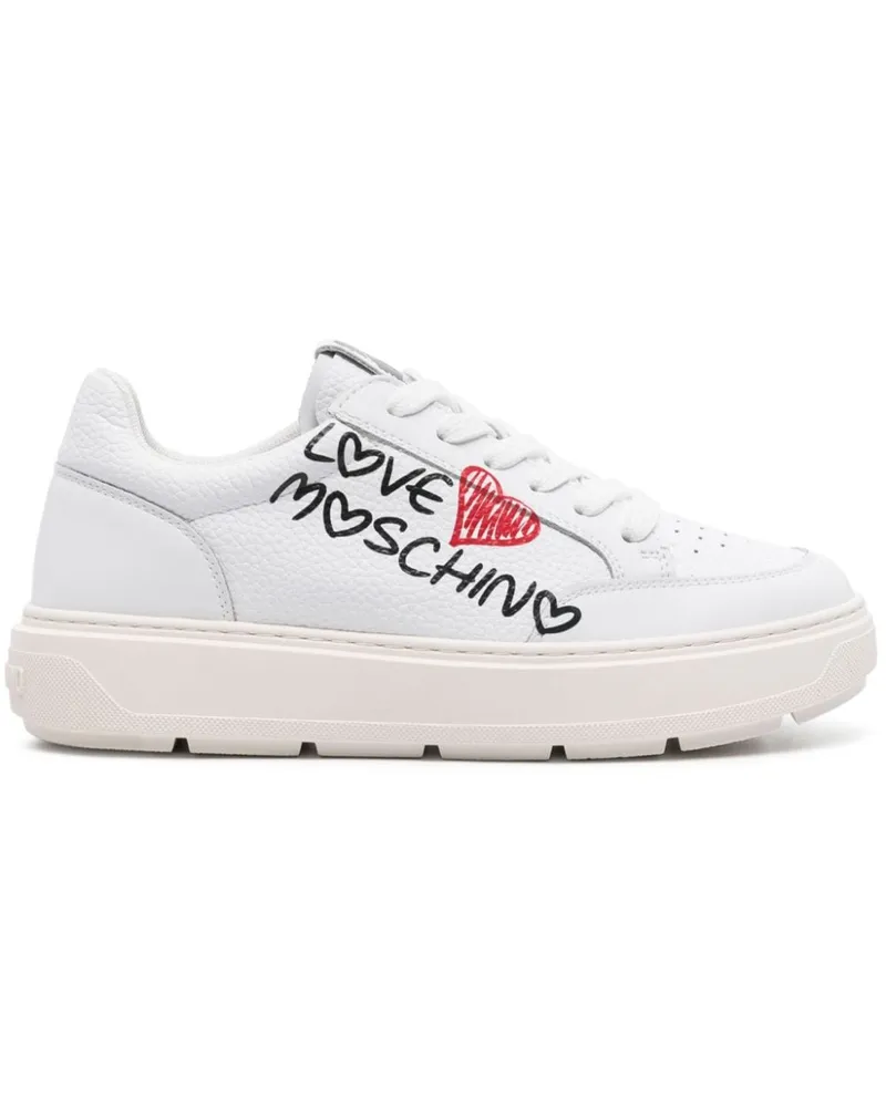 Moschino Sneakers mit Logo-Print Weiß