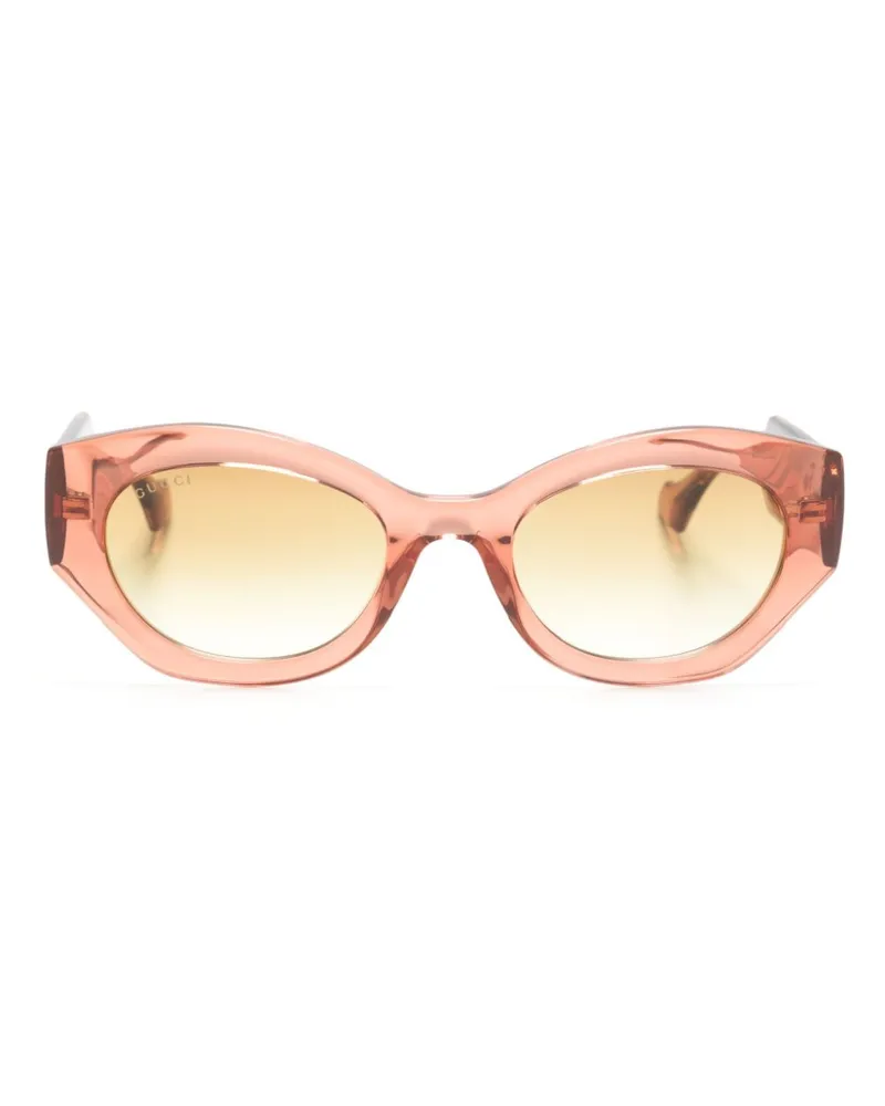 Gucci Ovale Sonnenbrille mit GG - Braun Braun