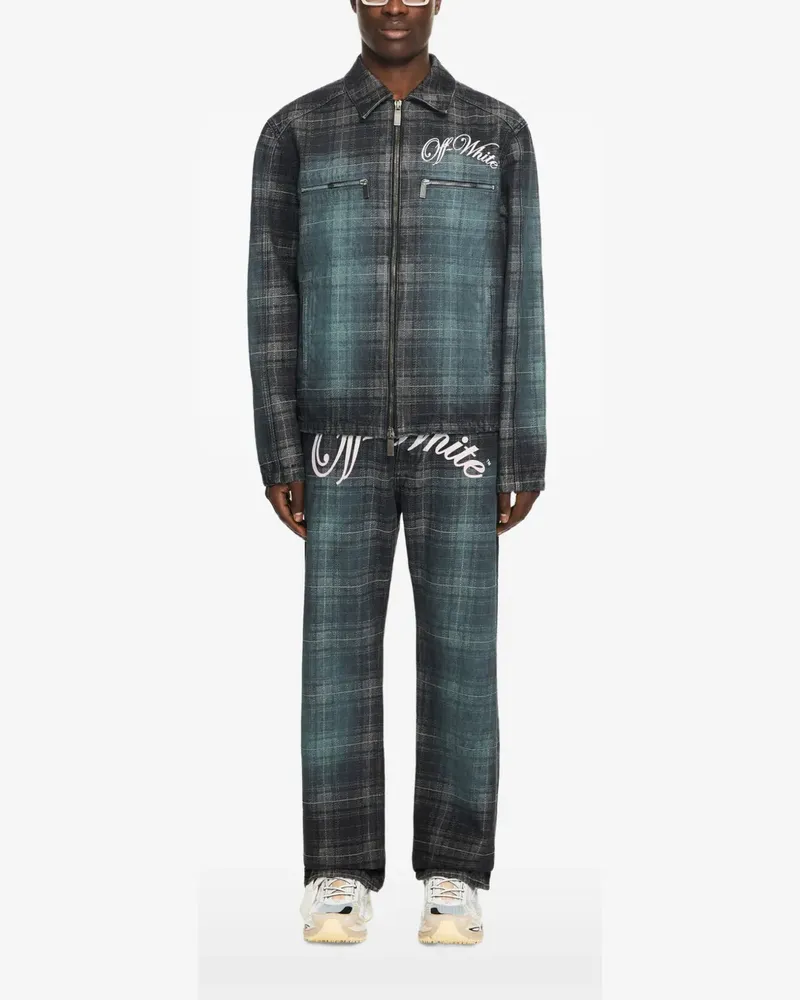 OFF-WHITE Karierte Jacquard-Jeansjacke - Schwarz Schwarz