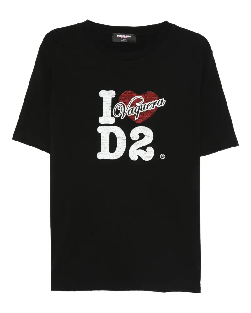 Dsquared2 Vaquera Loves D2 T-Shirt - Schwarz Schwarz