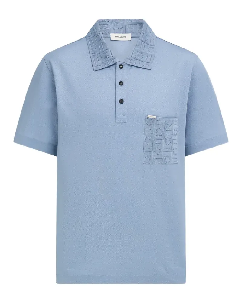 Ferragamo Poloshirt mit Jacquard-Tasche - Blau Blau