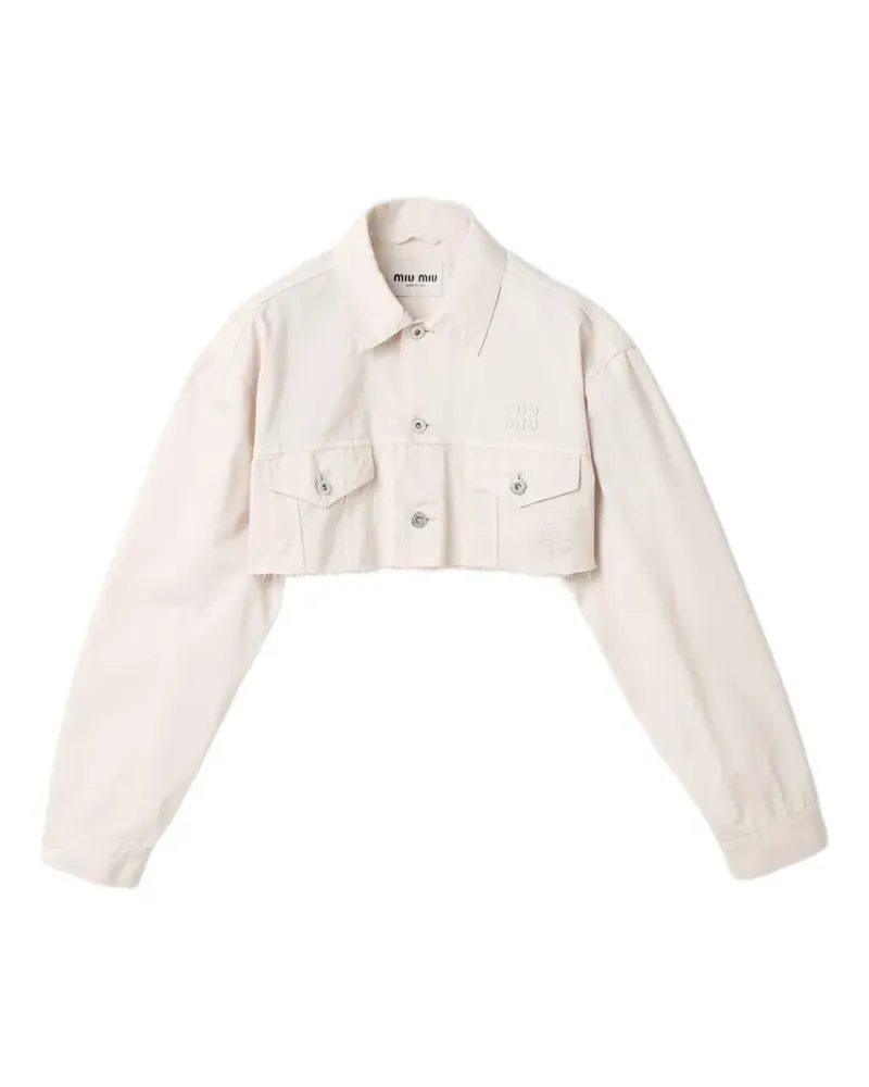 Miu Miu Ungesäumte Cropped-Jeansjacke - Weiß Weiß