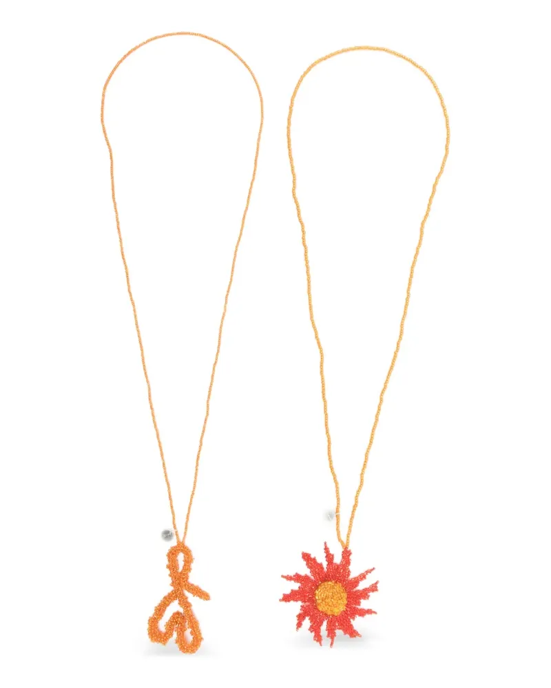 RUSLAN BAGINSKIY flower and heart necklace (set of two) - Silber Silber