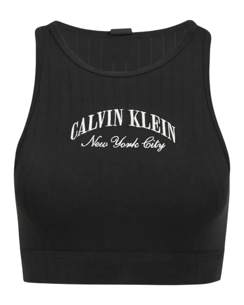 Calvin Klein Gerippter Heritage BH mit Logo - Schwarz Schwarz