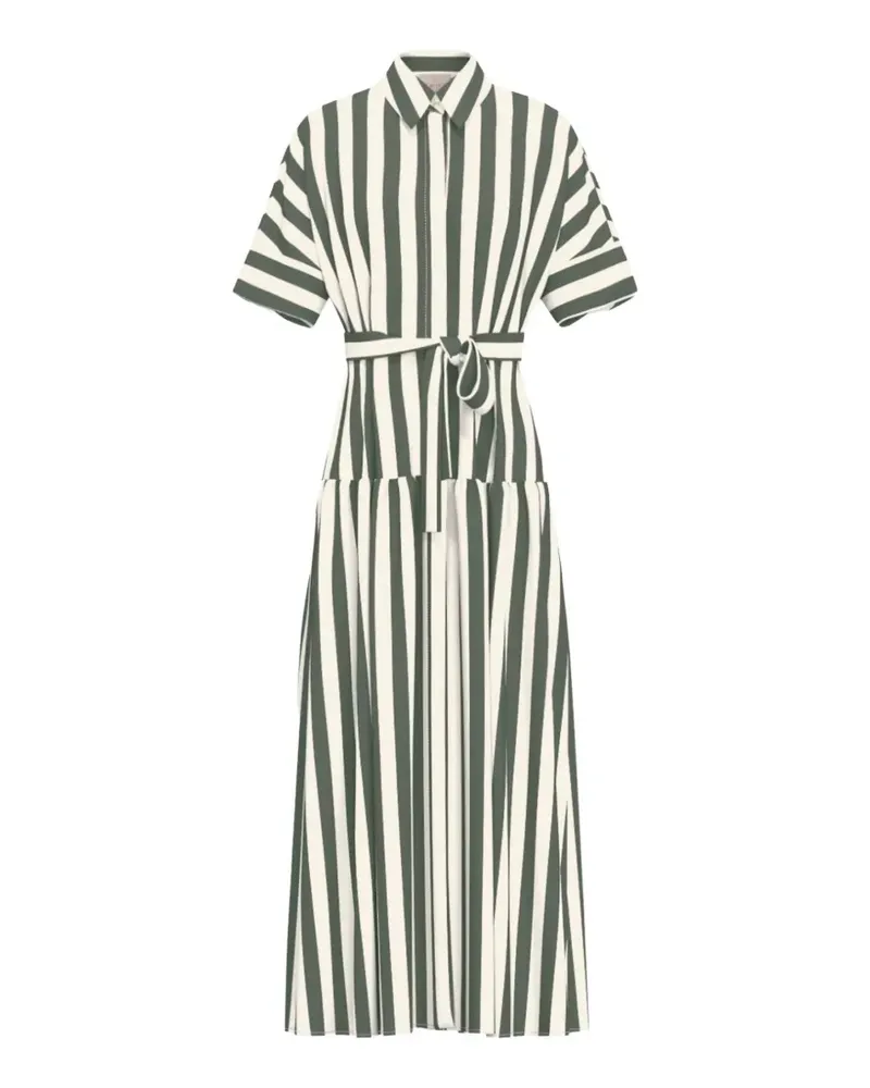 MARELLA striped belted shirt dress - Grün Grün