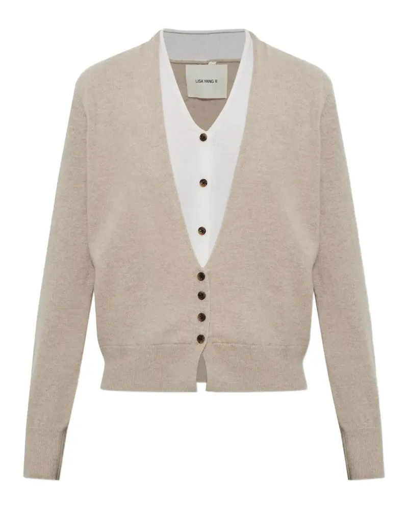 Lisa Yang Geknöpfter Vani Cardigan im Layering-Look - Nude Nude