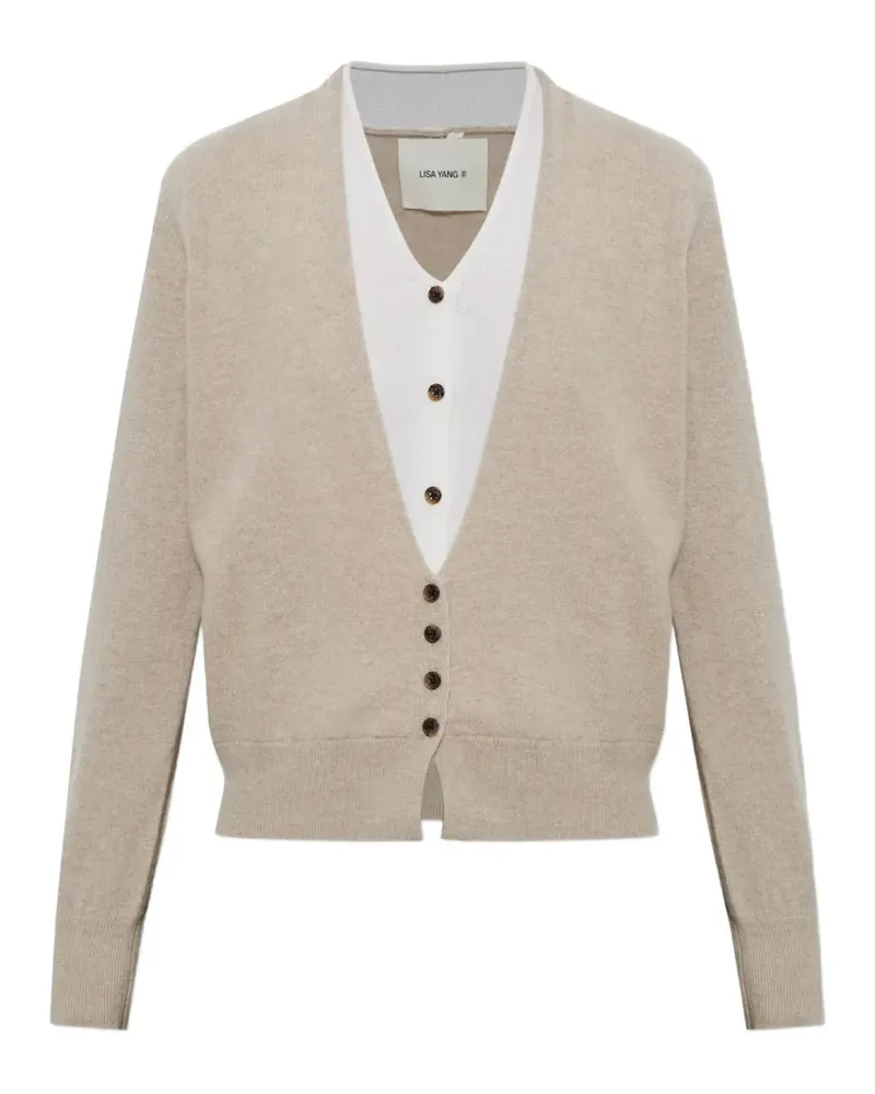 Lisa Yang Vani Cardigan mit V-Ausschnitt - Nude Nude