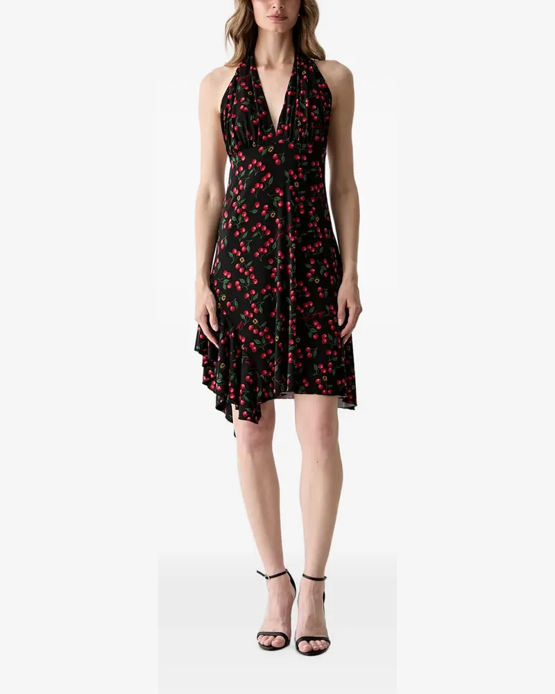 Guess cherry-print asymmetric-hem mini dress - Schwarz Schwarz