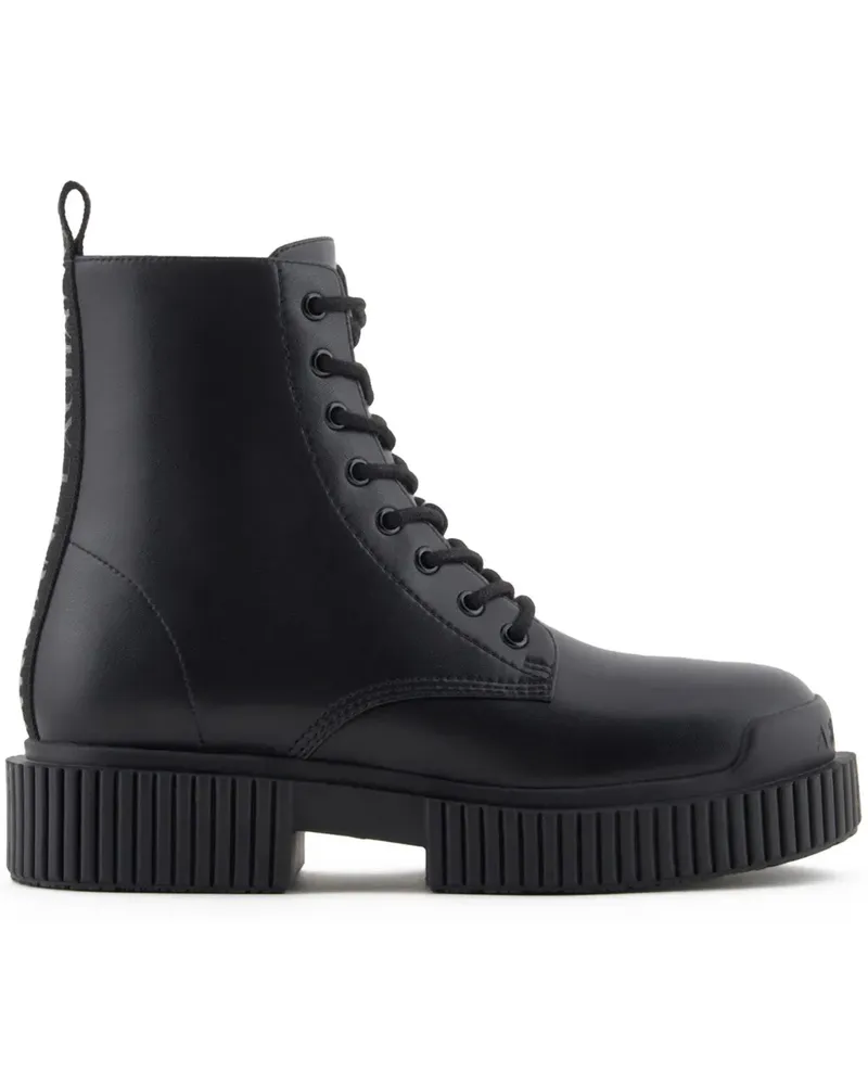 Armani Exchange Bikerstiefel mit Schnürung - Schwarz Schwarz