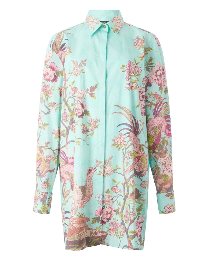 Roberto Cavalli Minihemdkleid mit naturalistischem Motiv - Grün Grün