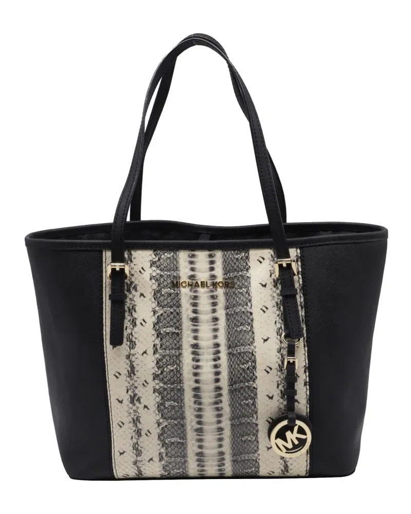 Michael Kors Saffiano leather anaconda-print tote bag - Schwarz Schwarz