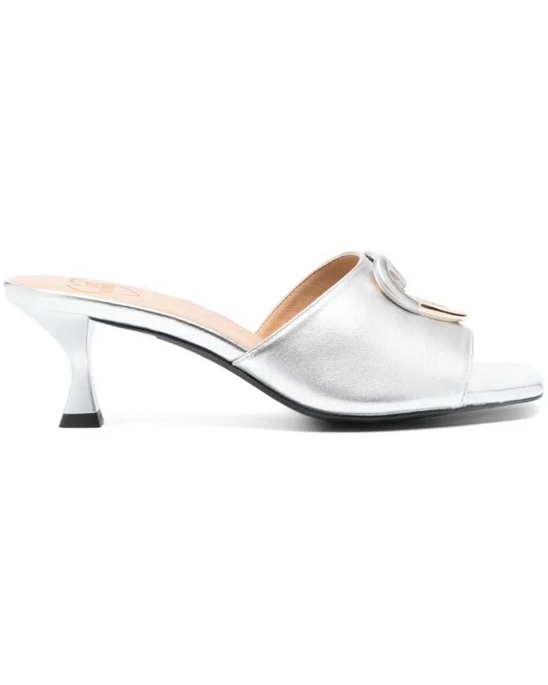 Moschino Mules mit Herzapplikation 60mm Silber