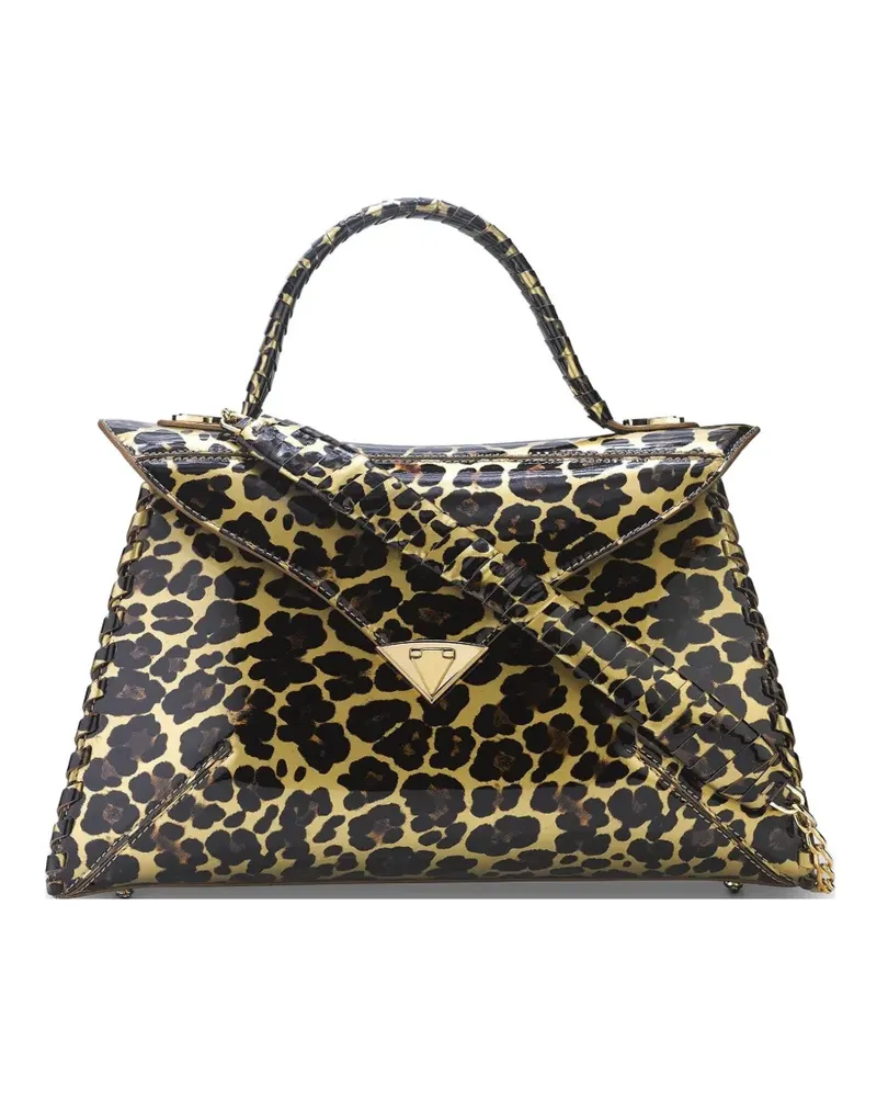 Tyler Ellis large LJ leopard-print patent leather tote bag - Nude Nude