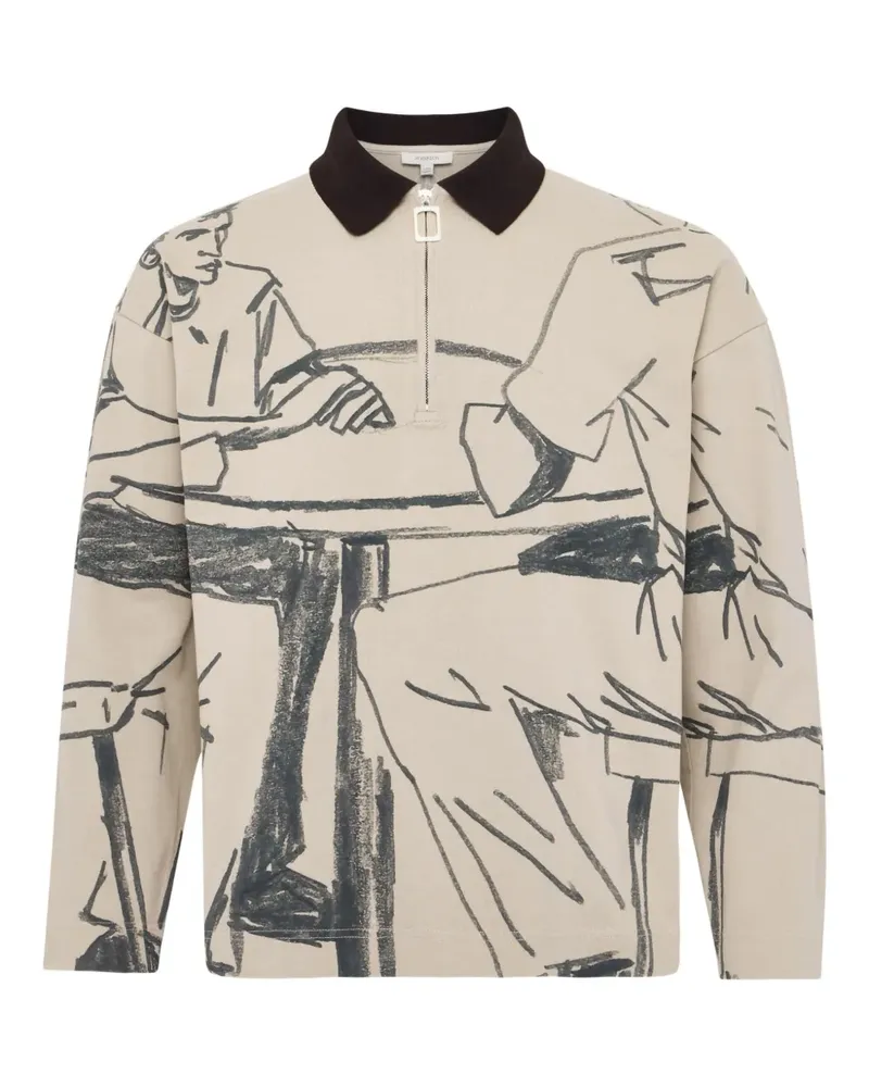 J.W.Anderson Half-Zip-Poloshirt mit Illustrations-Print - Nude Nude