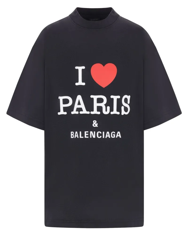 Balenciaga I Love Paris &  T-Shirt - Schwarz Schwarz
