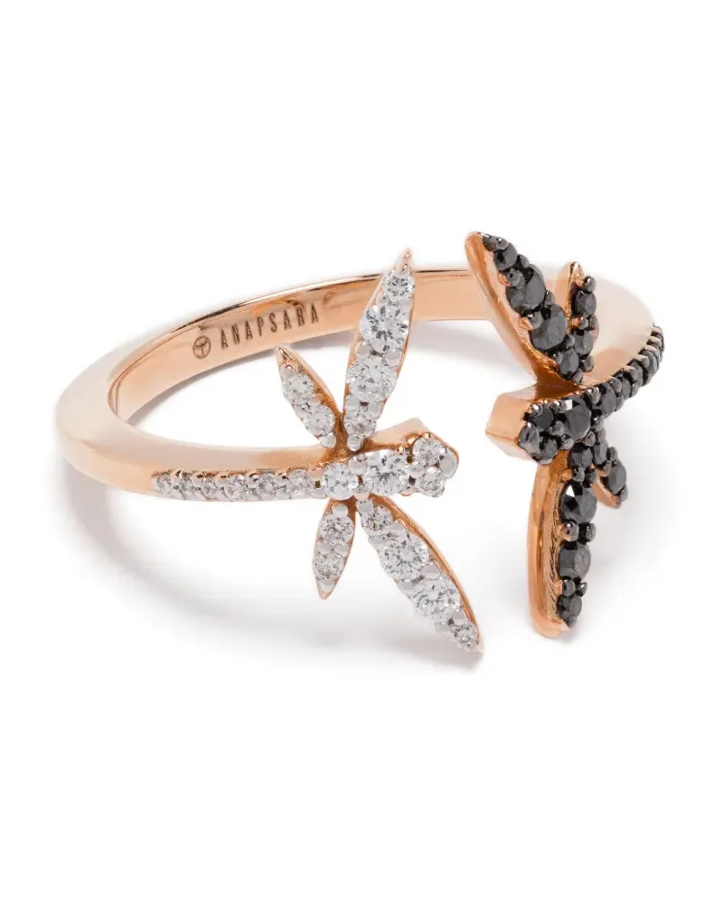 ANAPSARA 18kt Goldring mit Libellenmotiv und Diamant Gold