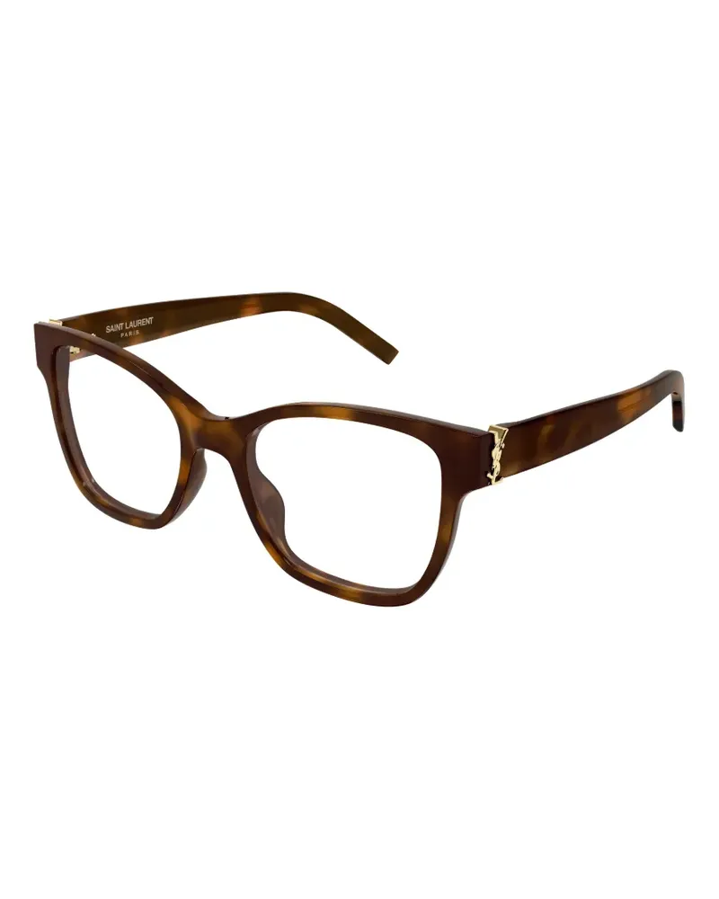 Saint Laurent Brille mit Logo-Schild - Braun Braun