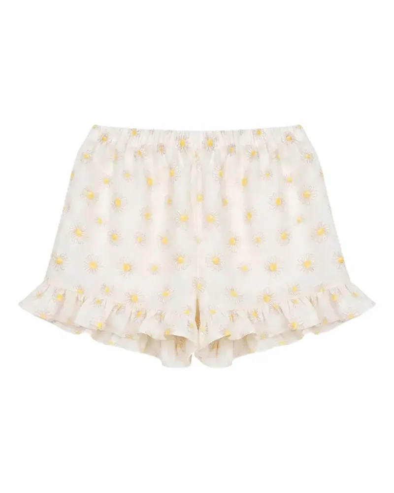 SLEEPER Gerüschte Shorts mit Blumenprint - Nude Nude