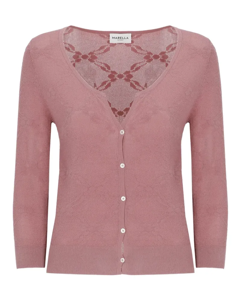 MARELLA floral-embroidered V-neck cardigan - Rosa Rosa