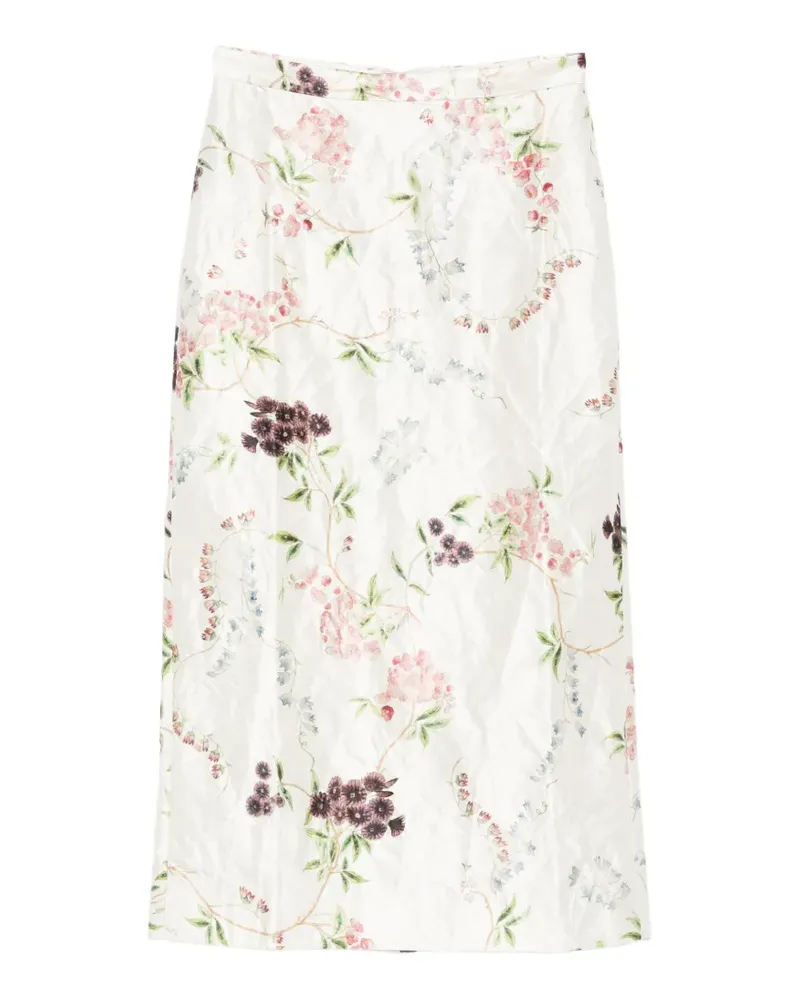 Erdem Strukturierter Rock mit Blumen - Nude Nude