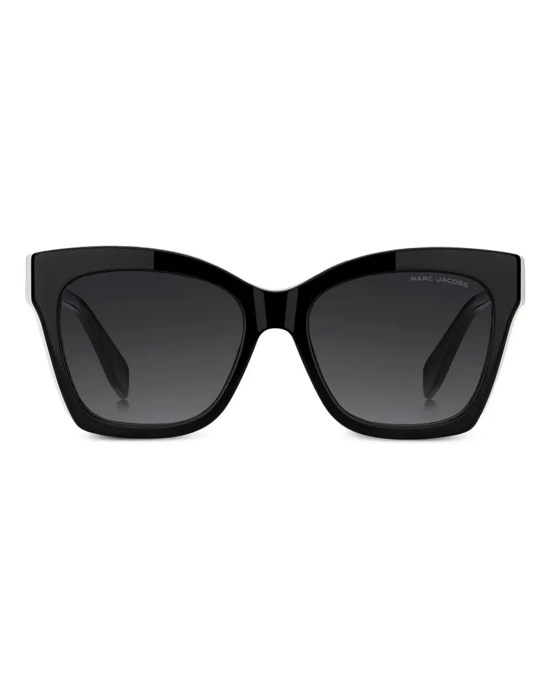 Marc Jacobs Eckige Sonnenbrille mit Logo-Schild - Schwarz Schwarz