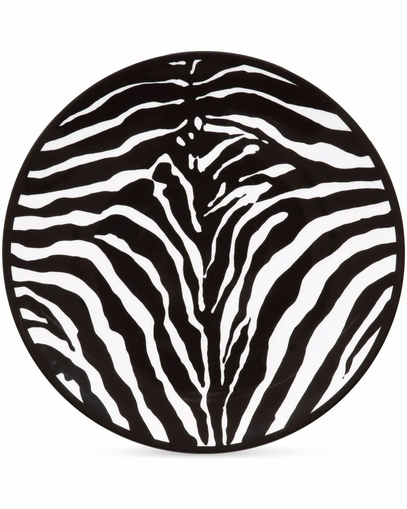 Dolce & Gabbana Dessertteller mit Zebra-Print 31cm - Weiß Weiß