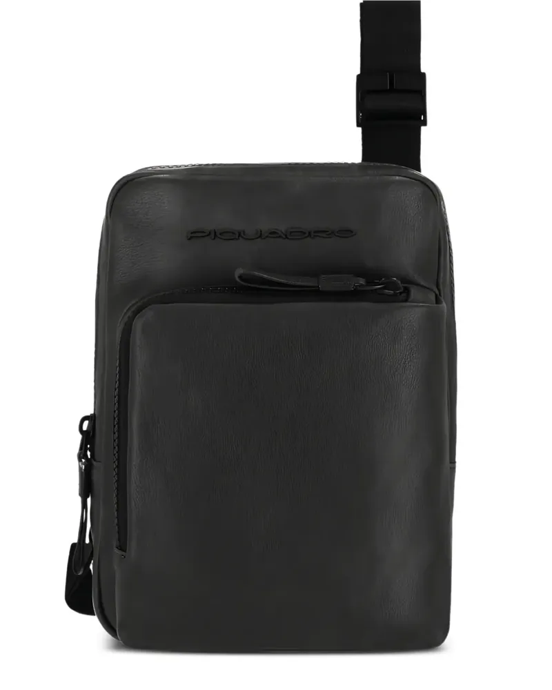 Piquadro Kuriertasche mit Logo-Prägung - Schwarz Schwarz