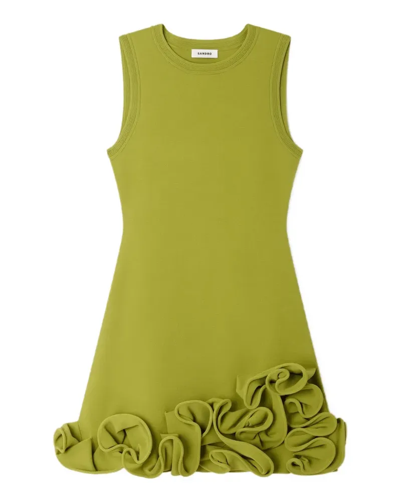Sandro ruffled knitted mini dress - Grün Grün
