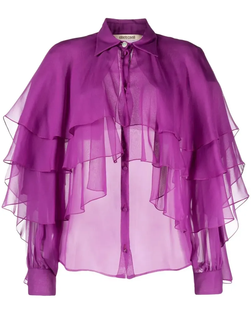 Roberto Cavalli Hemd im Layering-Look - Violett Violett