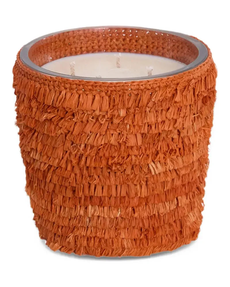 IBELIV Agrum Paradise Duftkerze mit Hülle aus Raffiabast - Orange Orange