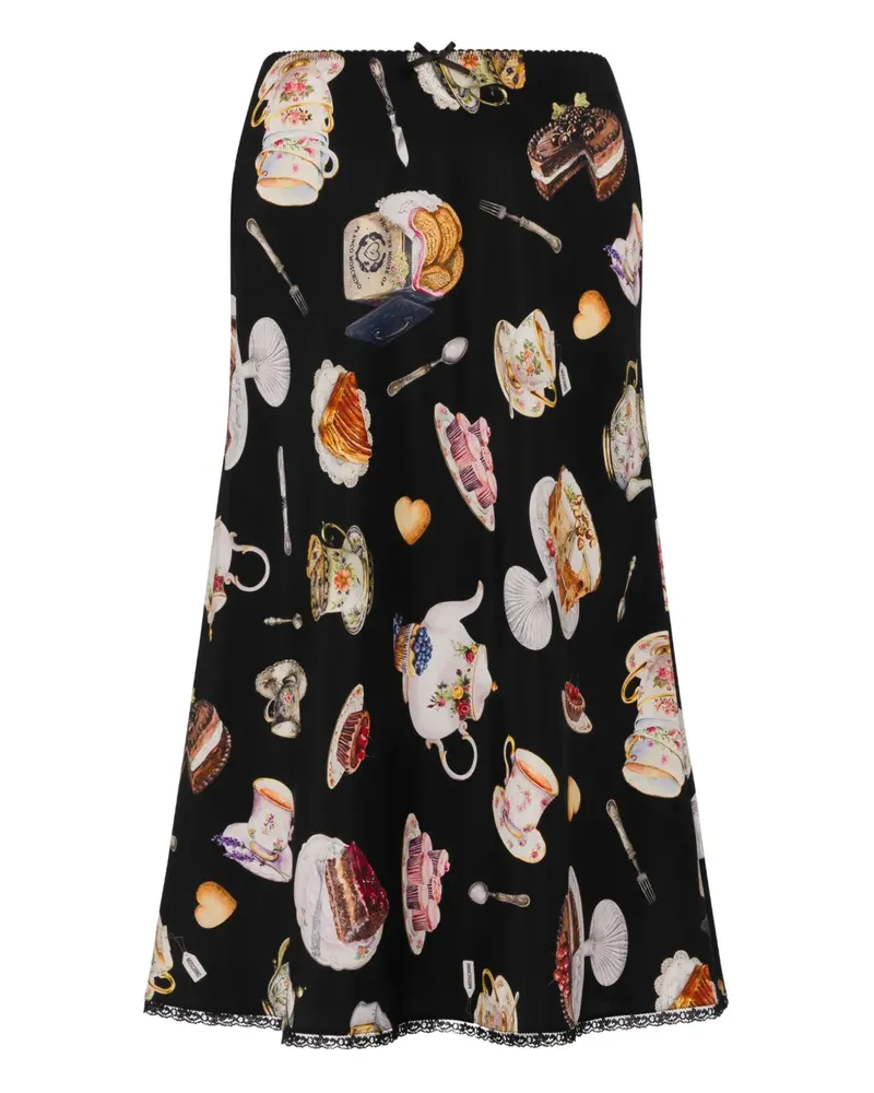 Moschino Midirock mit Dessert-Print - Schwarz Schwarz