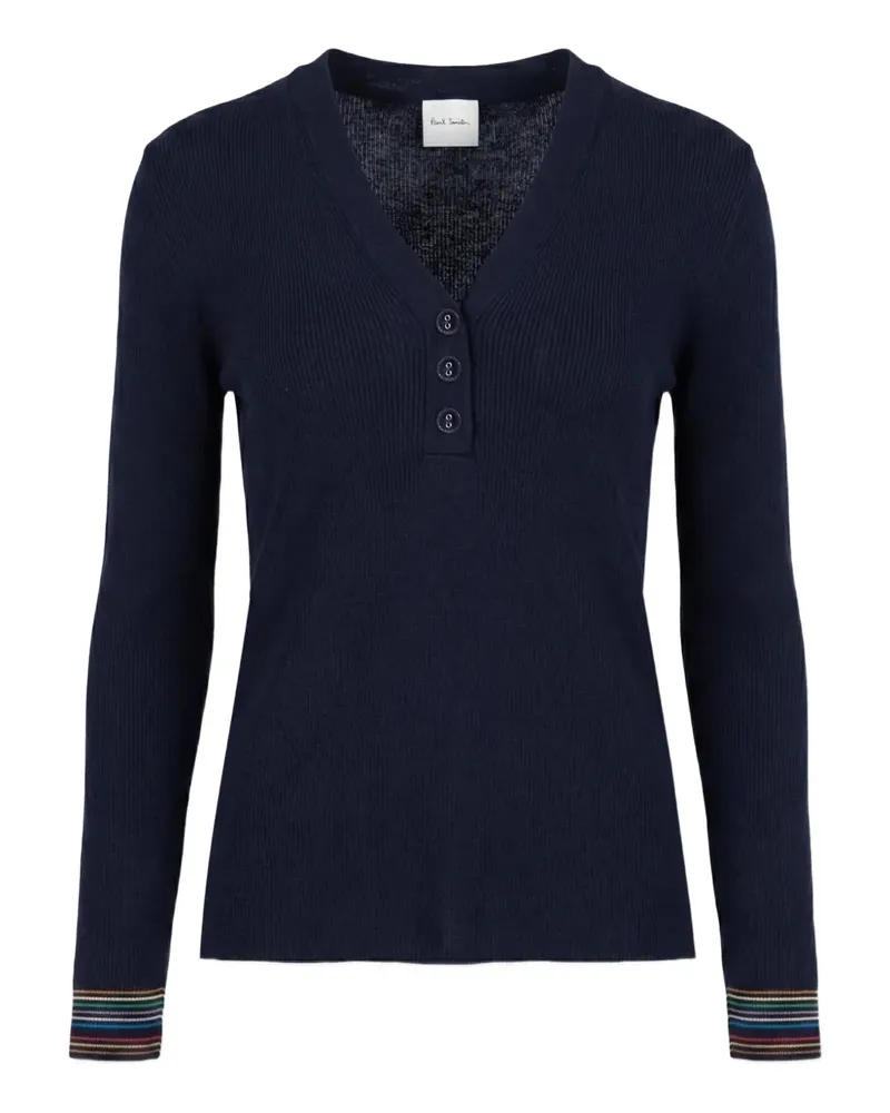 Paul Smith button ribbed top - Blau Blau